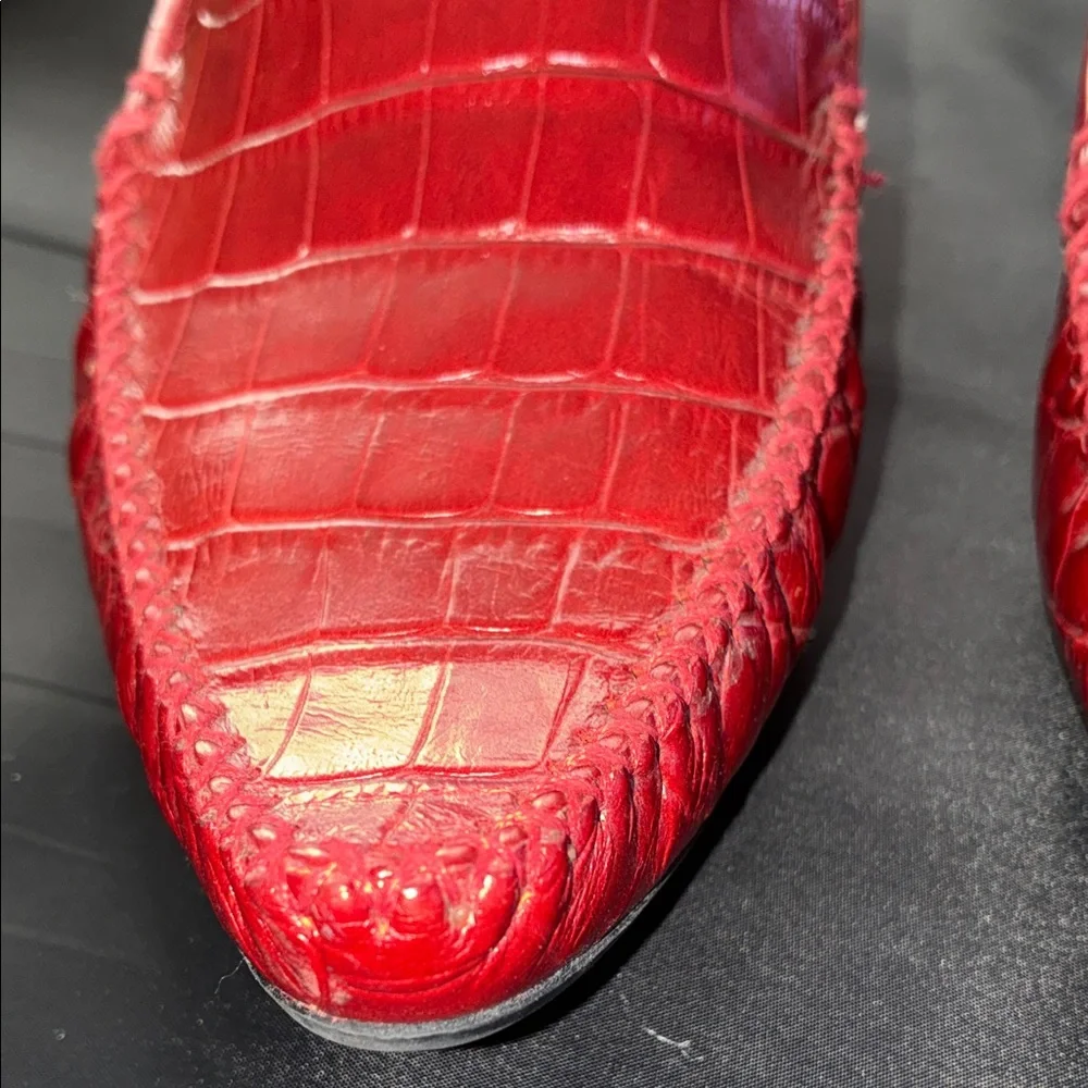 Nicole Women's Vibrant Red Croc-Embossed Flats - Picture 8 of 10
